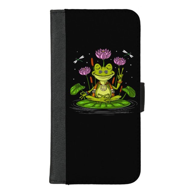 Hippie Frog Meditation iPhone Wallet Case (Front)
