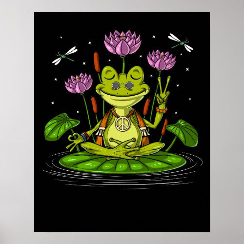 Hippie Frog Meditation Poster