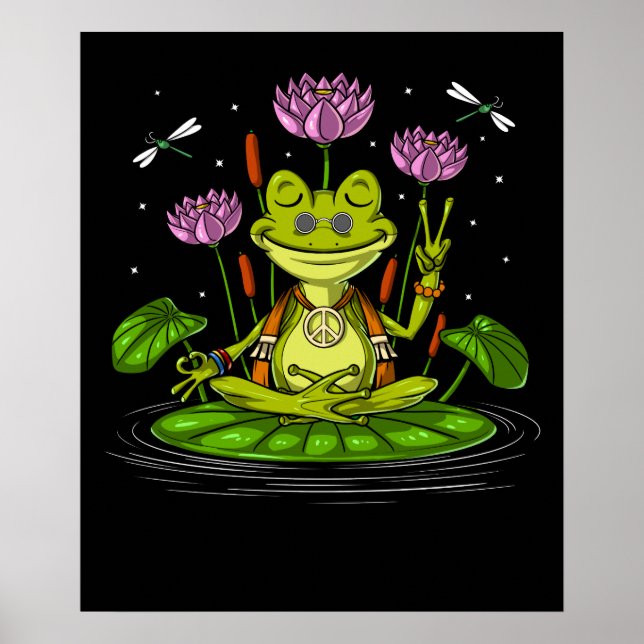 Hippie Frog Meditation Poster (Front)