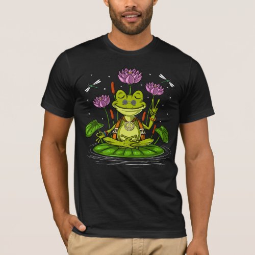 Hippie Frog Meditation T_Shirt