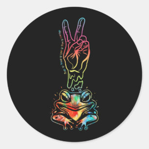Hippie Frog Peace Love Hope Courage Tie Dye Peace  Classic Round Sticker