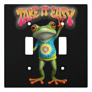 Hippie Frog Take it Easy Fun Colorful Light Switch Cover