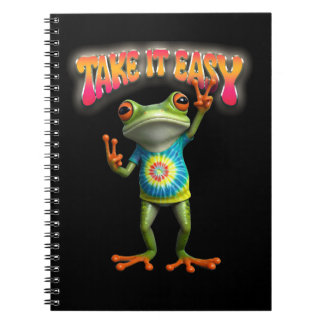 Hippie Frog Take it Easy Fun Colorful Notebook