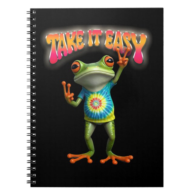 Hippie Frog Take it Easy Fun Colorful  Notebook (Front)