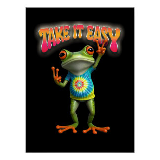 Hippie Frog Take it Easy Fun Colorful Poster