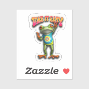 Hippie Frog Take it Easy Fun Colorful Sticker