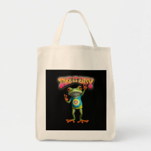 Hippie Frog Take it Easy Fun Colorful Tote Bag