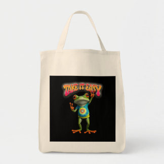 Hippie Frog Take it Easy Fun Colorful Tote Bag