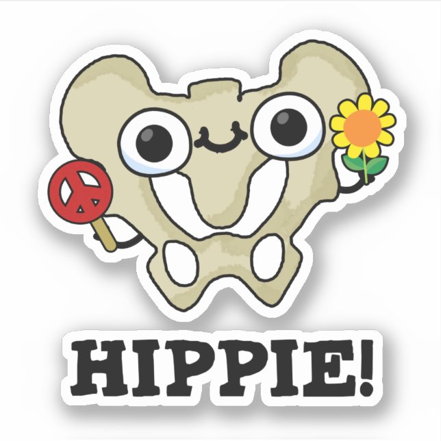 Hippie Funny Hip Bone Pun  Sticker (Front)