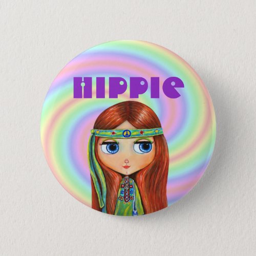 Hippie Girl Button