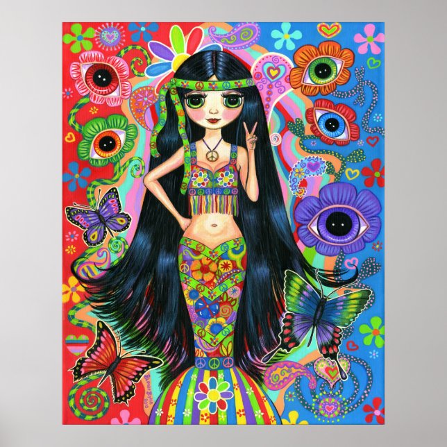 Hippie Girl Mermaid Poster (Front)