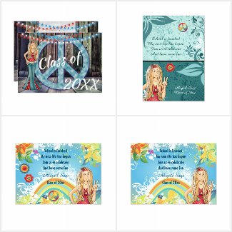 Hippie Girl Peace Graduation Supplies and Gifts