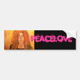 hippie girl PeaceLove Bumper Sticker