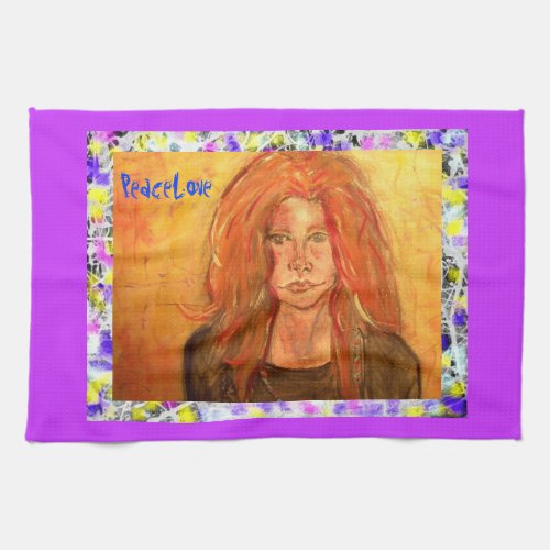 hippie girl PeaceLove drip Towel