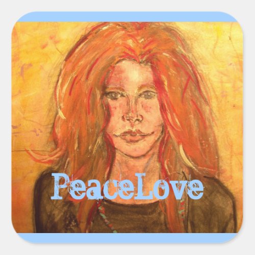 hippie girl PeaceLove Square Sticker