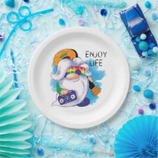 Hippie Gnome: Enjoy Life Paper Plates