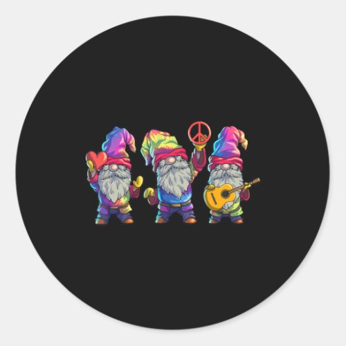 Hippie Gnomes  Men Women Tie Dye Graphic Peace Gno Classic Round Sticker