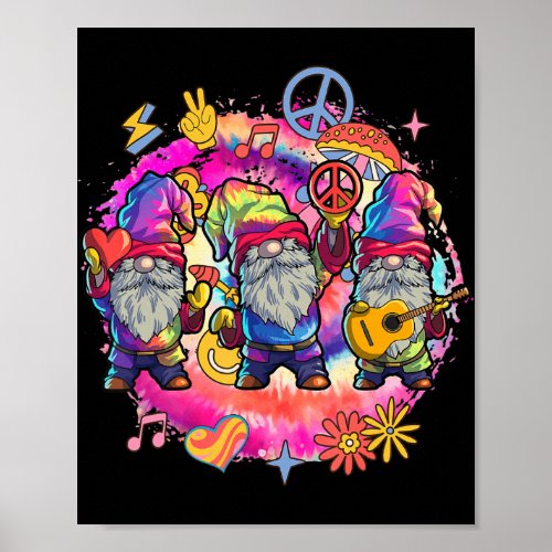 Hippie Gnomes  Men Women Tie Dye Graphic Peace Gno Poster