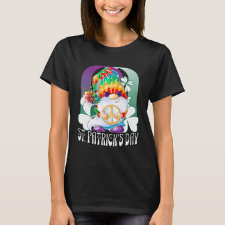 Hippie Gnomes Peace Gnome Tie Dye St Patricks Day T-Shirt