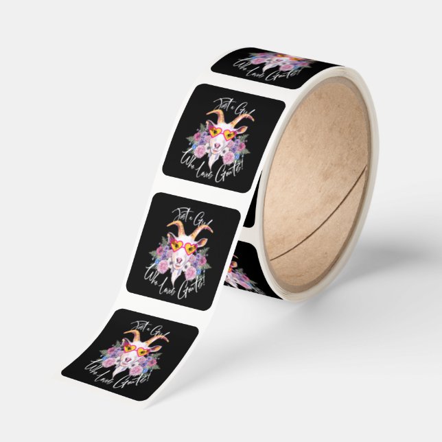 Hippie Goat Just a Girl Who Loves Goats  Square Sticker (Roll)