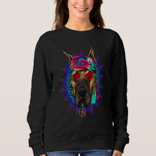 Hippie Great Dane Tie Dye Peace Sign Psychedelic D Sweatshirt