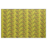 hippie groovy 70's peace symbol pattern #2  yellow fabric