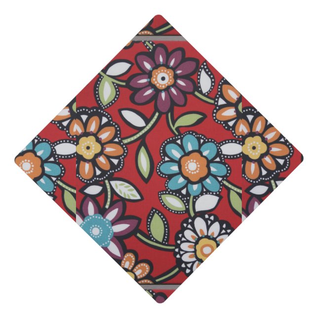 hippie groovy flower power graduation cap topper (Front)