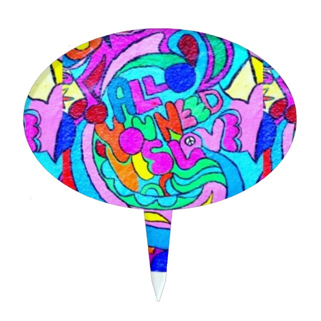 hippie groovy love cake topper (Front)