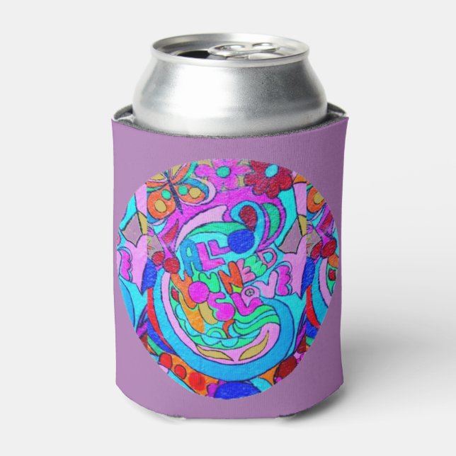 hippie groovy love can cooler (Can Front)