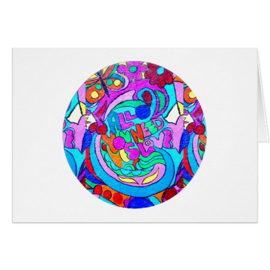 hippie groovy love circle cards (Front Horizontal)