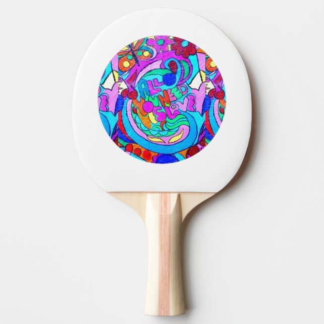 hippie groovy love circle Ping-Pong paddle (Front)
