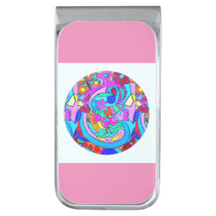 hippie groovy love circle silver finish money clip