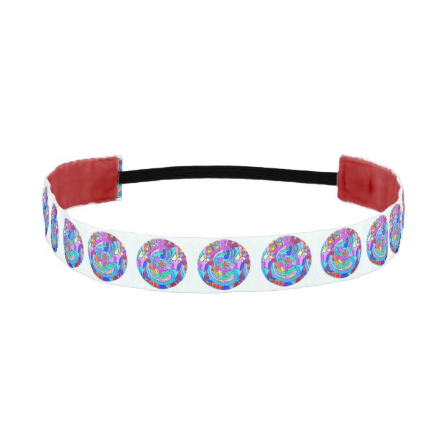 hippie groovy love circles athletic headband (Front)