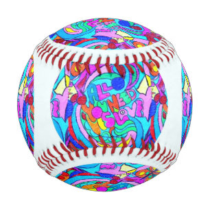 hippie groovy love circles baseball