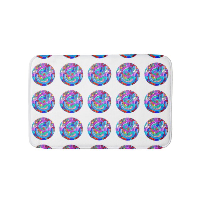 hippie groovy love circles bathroom mat (Front)