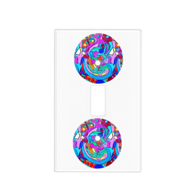hippie groovy love circles light switch cover (Front)