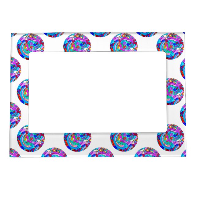 hippie groovy love circles magnetic photo frame (Front)