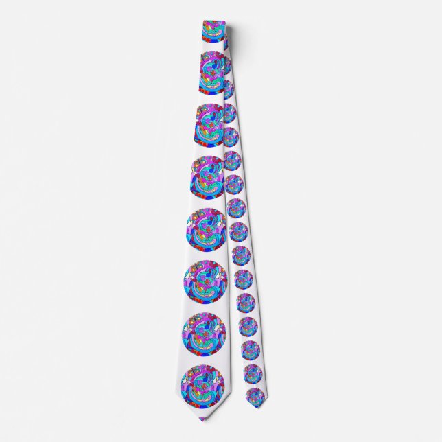 hippie groovy love circles neck tie (Front)