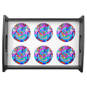 hippie groovy love circles serving tray
