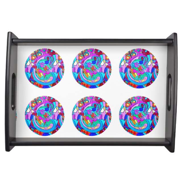 hippie groovy love circles serving tray (Front)