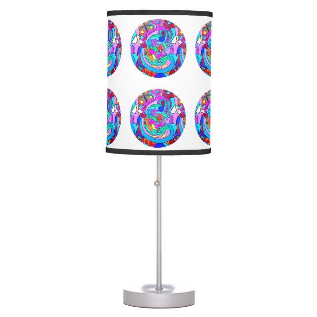 hippie groovy love circles table lamp (Front)