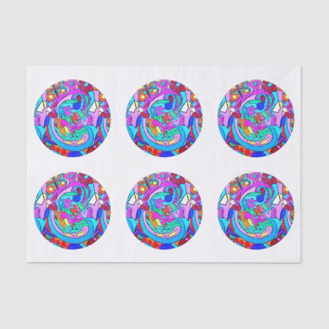 hippie groovy love circles tissue paper (Front)