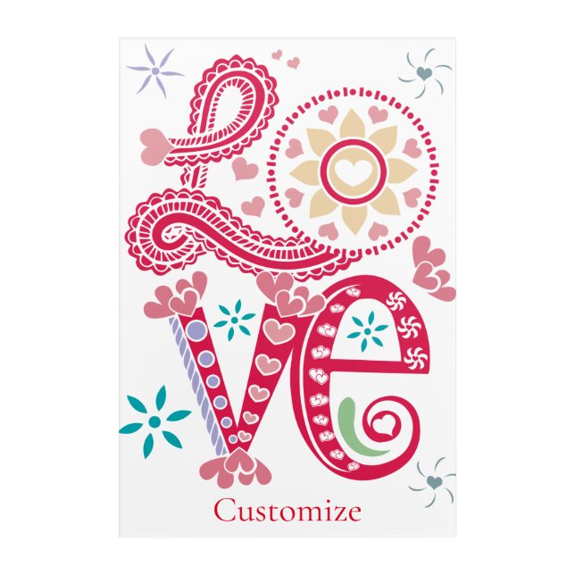 Hippie Groovy Love Sign Thunder_Cove Acrylic Print (Front)