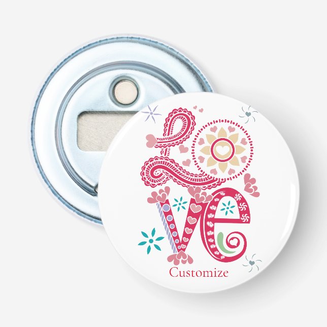 Hippie Groovy Love Sign Thunder_Cove Bottle Opener (Front)