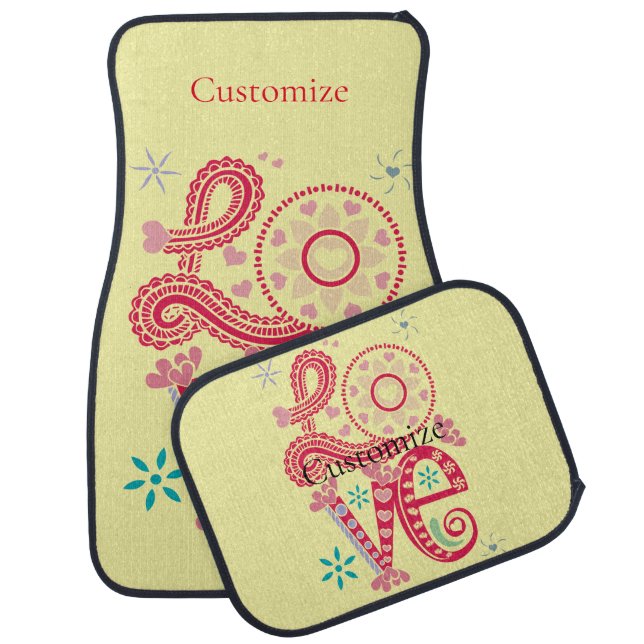 Hippie Groovy Love Sign Thunder_Cove Car Floor Mat (Set)