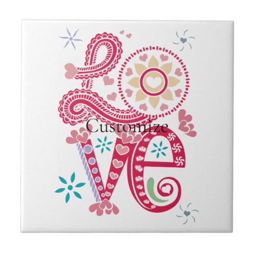 Hippie Groovy Love Sign Thunder_Cove Ceramic Tile