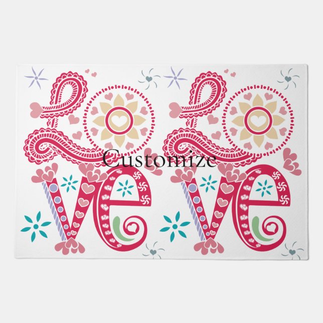 Hippie Groovy Love Sign Thunder_Cove Doormat (Front)