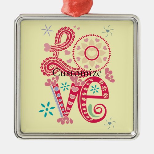 Hippie Groovy Love Sign Thunder_Cove Metal Ornament
