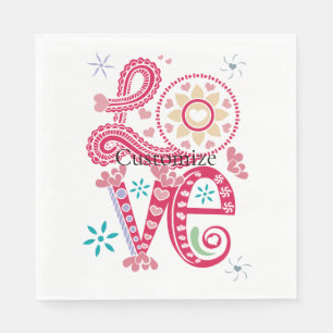 Hippie Groovy Love Sign Thunder_Cove Napkins