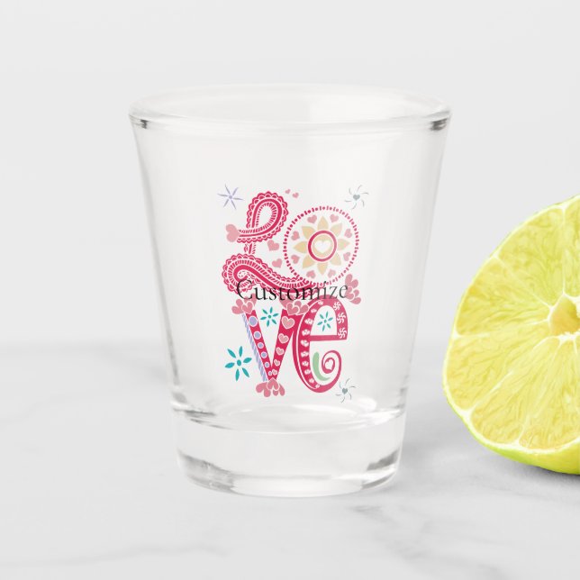 Hippie Groovy Love Sign Thunder_Cove Shot Glass (Front)